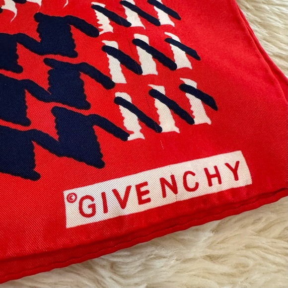 Vintage Givenchy Scarf - 64” Red White & Blue - Picture 5 of 6